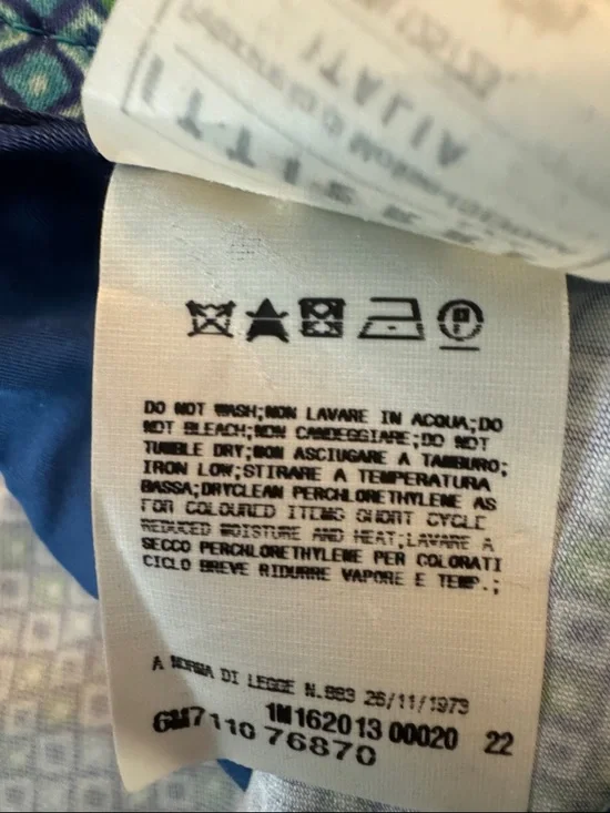 Pierre Balmain Blue and Green Geometric Print Pants - Picture 5 of 7